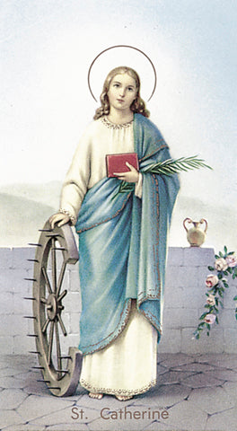 Italian Paper Holy Cards, 2"x4", Blank Back, St. Catherine of Alexandria, 100-Pack, # 6065