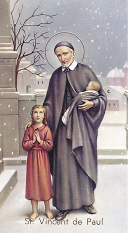 Italian Paper Holy Cards, 2"x4", Blank Back, St. Vincent de Paul, 100-Pack, # 6077