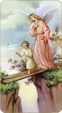 Italian Paper Holy Cards, 2"x4", Blank Back, Guardian Angel, 100-Pack, # 6084