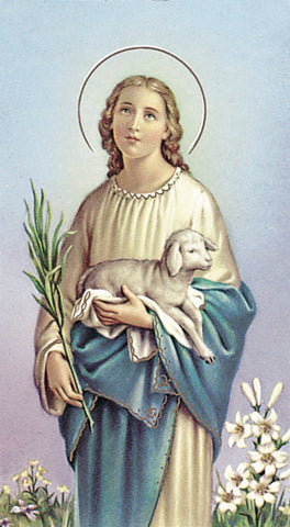 Italian Paper Holy Cards, 2"x4", Blank Back, St. Agnes, 100-Pack, # 6087