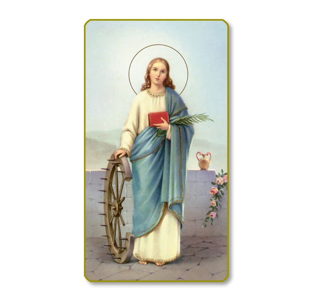 St. Catherine of Alexandria Italian Paper Holy Cards, 2"x4", Blank Back, 100-Pack, # 6065