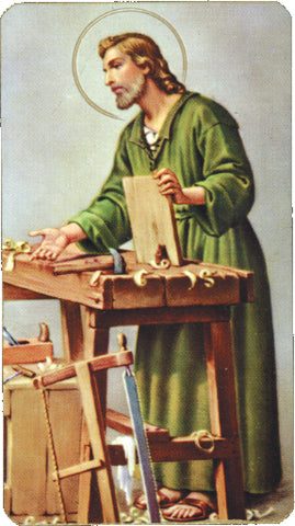 Italian Paper Holy Cards, 2"x4", Blank Back, St. Joseph the Worker, 100-Pack, # 6098