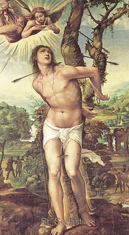 Italian Paper Holy Cards, 2"x4", Blank Back, St. Sebastian, 100-Pack, # 6127