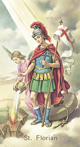 Italian Paper Holy Cards, 2"x4", Blank Back, St. Florian, 100-Pack, # 6129