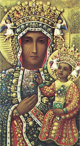 Italian Paper Holy Cards, 2"x4", Blank Back, Our Lady of Czestochowa, 100-Pack, # 6141