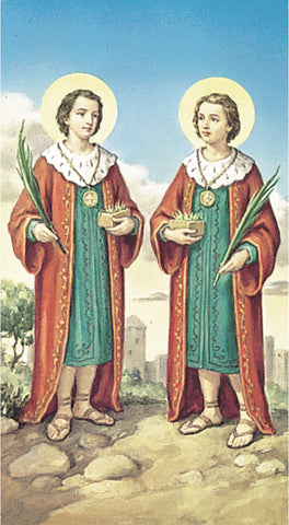 Italian Paper Holy Cards, 2"x4", Blank Back, Sts. Cosmos and Damian, 100-Pack, # 6147