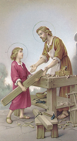 Italian Paper Holy Cards, 2"x4", Blank Back, St. Joseph the Worker, 100-Pack, # 6157