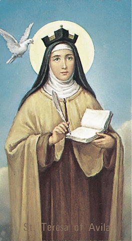 Italian Paper Holy Cards, 2"x4", Blank Back, St. Teresa of Avila, 100-Pack, # 6175