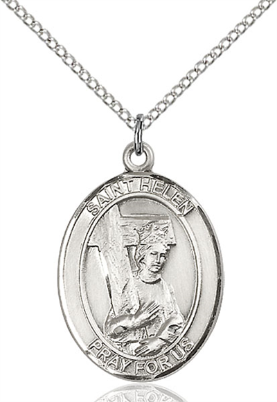 1"x3/4" Sterling Silver St. Helen Medal, Your Choice of Chain, # 61765