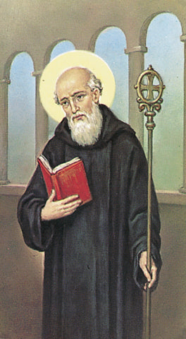 Italian Paper Holy Cards, 2"x4", Blank Back, St. benedict, 100-Pack, # 6177
