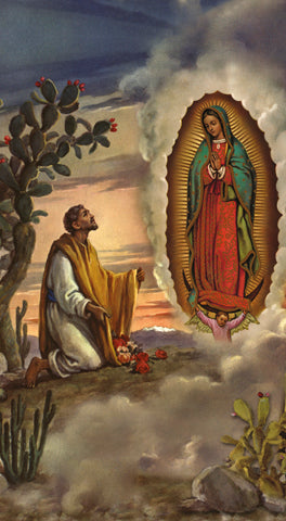 Italian Paper Holy Cards, 2"x4", Blank Back, St. Juan Diego with Guadalupe, 100-Pack, # 6184