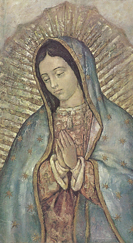 Italian Paper Holy Cards, 2"x4", Blank Back, Our Lady of Guadalupe Bust, 100-Pack, # 6209