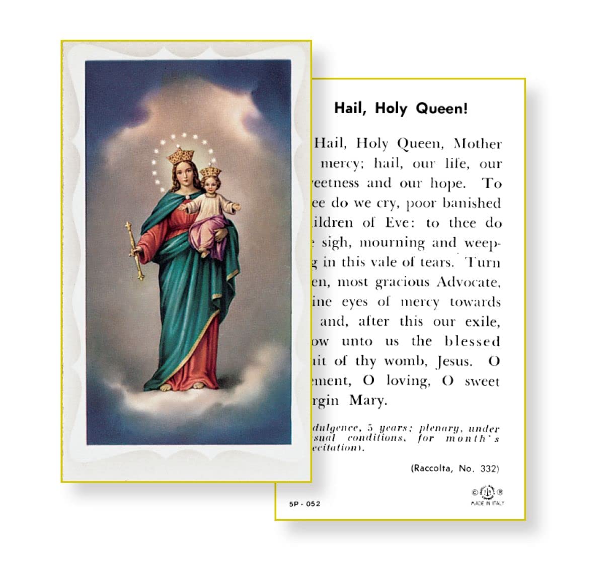 HAIL HOLY QUEEN Paper Holy Cards, 2"x4", 100-pack, # 5823