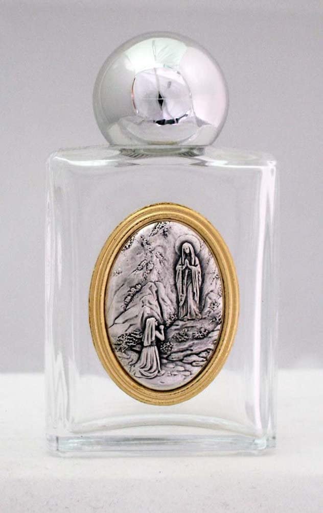 OL Lourdes Glass 1.5oz Holy Water Bottle, 1-3/4" x 2-1/4", Made in Italy, 4-Count Value Pack, 96188