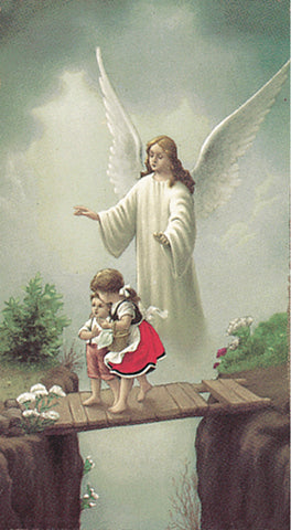 Italian Paper Holy Cards, 2"x4", Blank Back, Guardian Angel, 100-Pack, # 6232