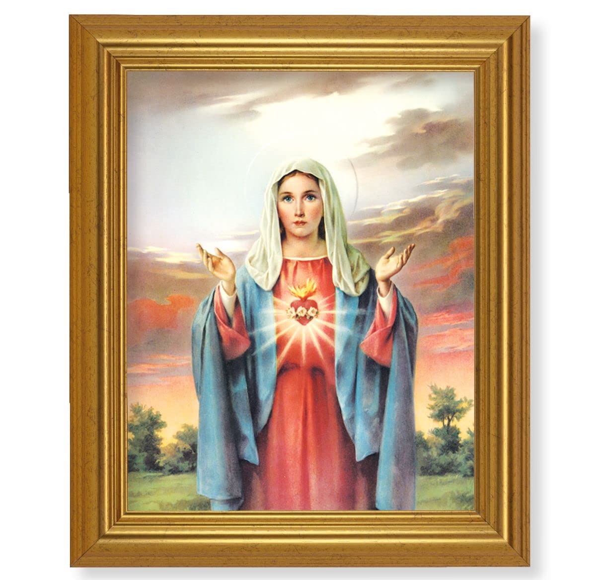 Immaculate Heart of Mary, 10"x12" Gold-Leaf Finished Classic Frame, Italian Print on Artboard # 27192