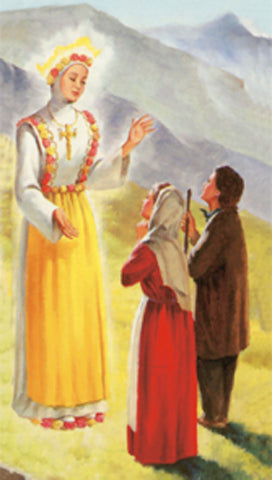 Italian Paper Holy Cards, 2"x4", Blank Back, Our Lady of La Sallette, 100-Pack, # 6254