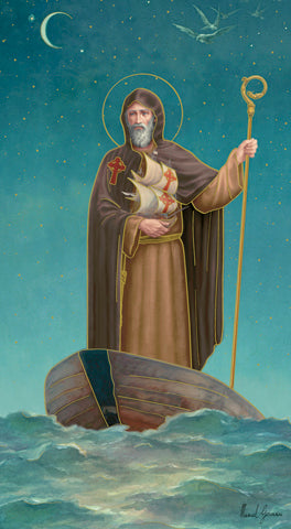Italian Paper Holy Cards, 2"x4", Blank Back, St. Brendan, 100-Pack, # 6281