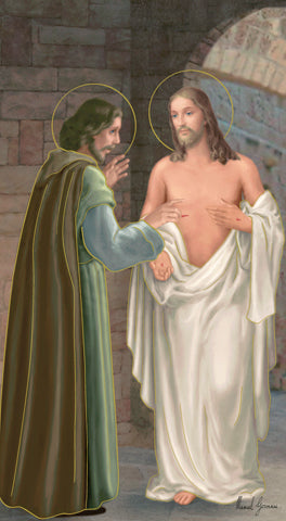 Italian Paper Holy Cards, 2"x4", Blank Back, St. Thomas the Apostle, 100-Pack, # 6290
