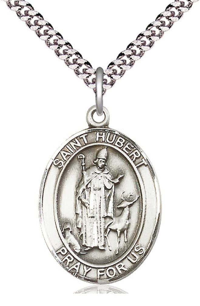 St. Hubert of Liege Medal in Fine Pewter, 1" tall, Your Choice of Chain, # 5269
