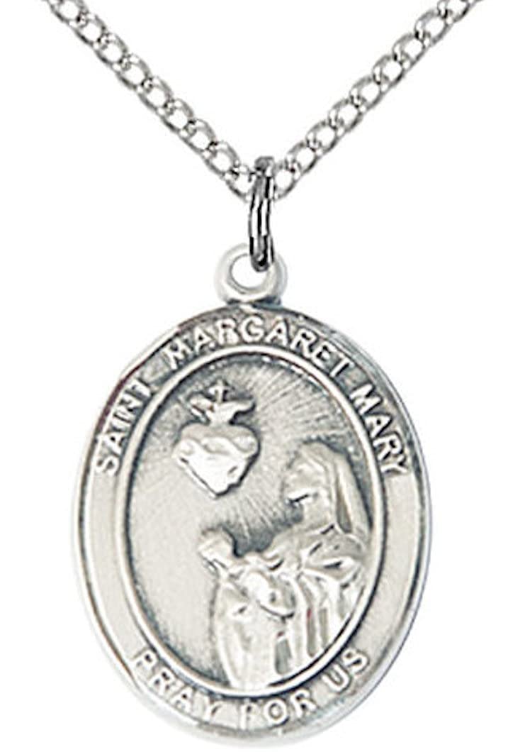 St. Margaret Mary Alacoque Medal in Fine Pewter, 3/4" tall, Your Choice of Chain # 17139