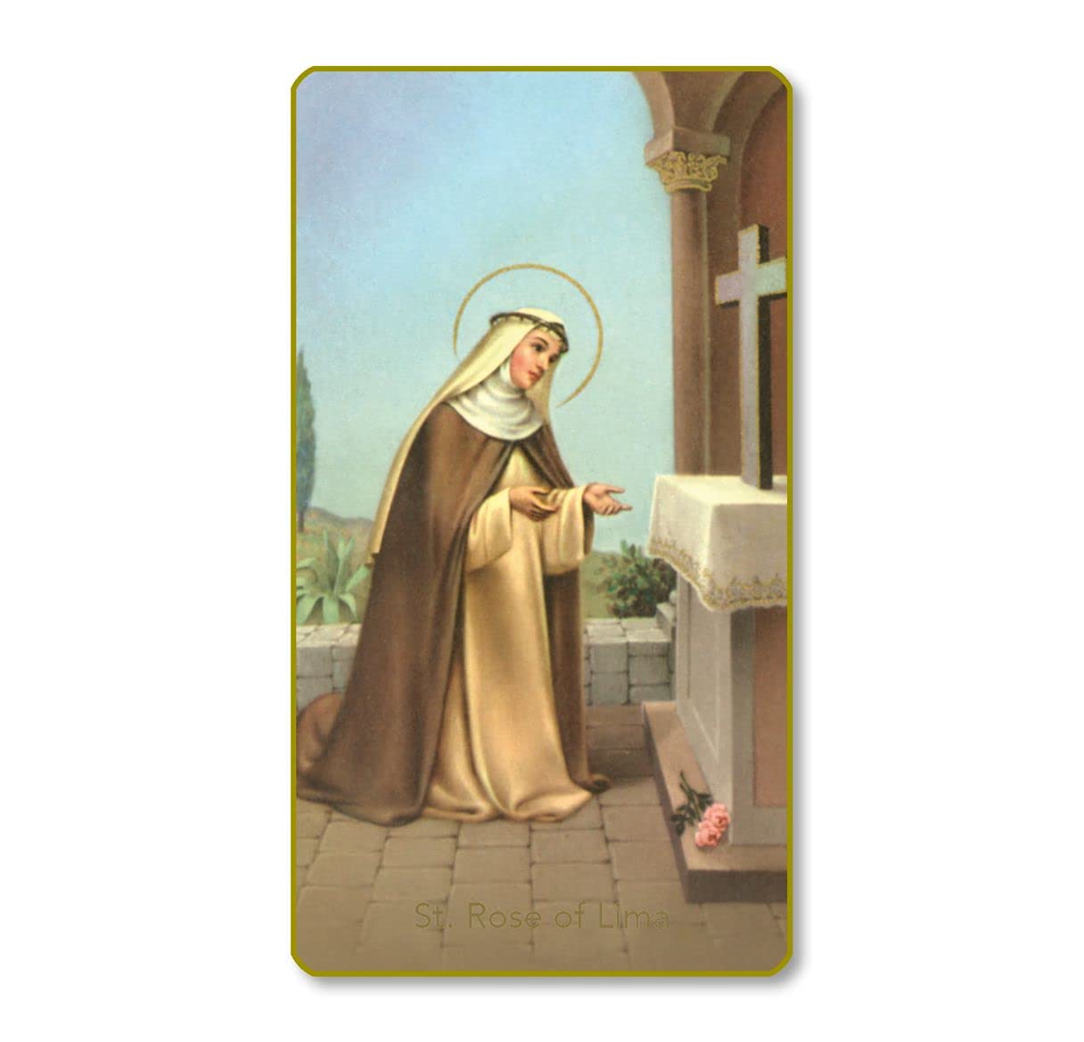 St. Rose of Lima Italian Paper Holy Cards, 2"x4", Blank Back, 100-Pack, # 5994