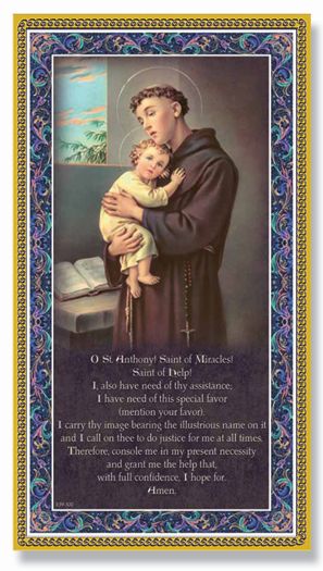 Gold Foil Stamped Italian Image, 5" x 9" Plaque, St. Anthony, # 6322