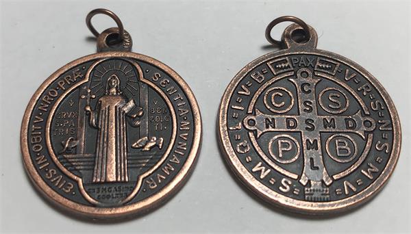 Copper Plated St. Benedict Medal, 1-1/16", # 63220