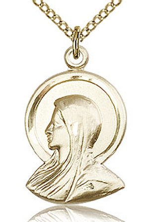 7/8" 14kt Gold Filled, Madonna Medal, Your Choice of Chain, 63279