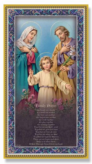 Gold Foil Stamped Italian Image, 5" x 9" Plaque, Holy Family, # 6332