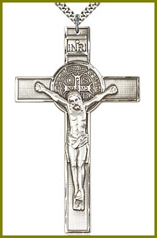 3" St. Benedict Crucifix in Sterling Silver, Your Choice of Chain, # 63726