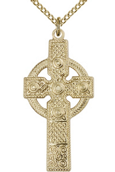 Kilklispeen Celtic Cross, High Polish 14kt Gold Filled, 1 3/8", Your Choice of Chain, # 63758
