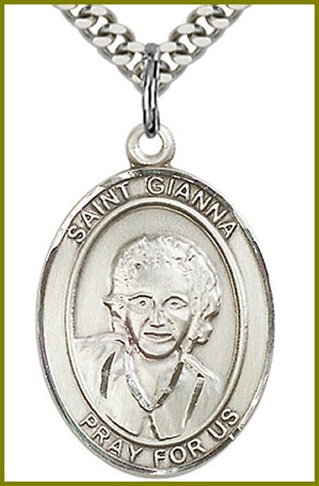 St. Gianna Beretta Molla Medal, Sterling Silver, 1"x3/4", Your choice of chain, # 63800