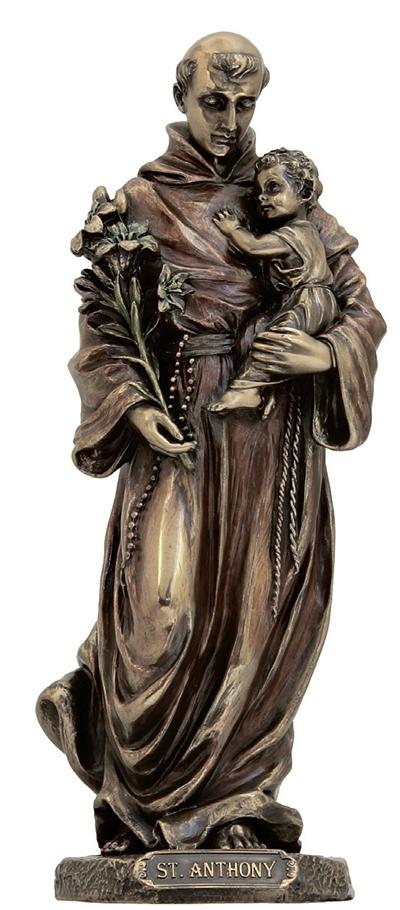 8" St. Anthony & Child Jesus Statue, Bronzed Resin, # 63887