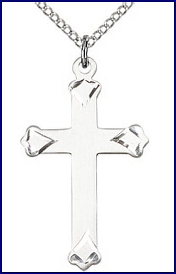 1-1/8" Sterling Silver Engraved Cross, Your Choice of Chain, # 63956