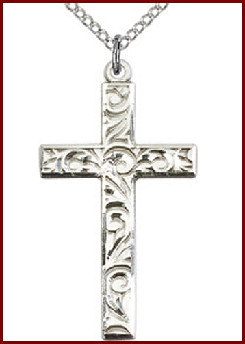 1-1/4" Sterling Silver Cross, Your Choice of Chain, # 63958