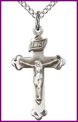 7/8" Sterling Silver Crucifix, Your Choice of Chain, # 63970