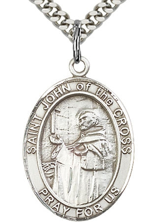 St. John of the Cross Oval Medal, Sterling Silver, 1"x3/4", 24" Chain, # 64038-sale