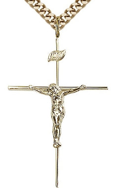 Crucifix, 14kt Gold Filled, 1-1/2", Your Choice of Chain, # 64104