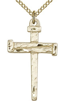 Nail Cross, 14kt Gold Filled, 1", Your Choice of Chain, # 64112