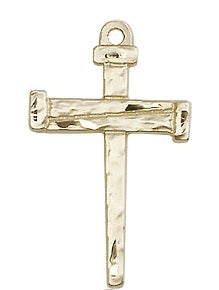 Nail Cross in Solid 18kt Gold, 1", Free Chain, # 64114