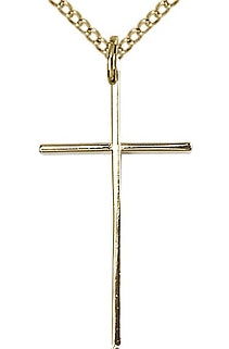 Thin Cross in 14kt Gold Filled, 1-1/16", Your Choice of Chain, # 64116