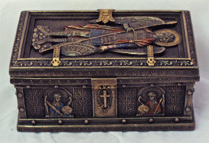 5" x 3" St. Michael Box, Bronzed Resin, # 64130