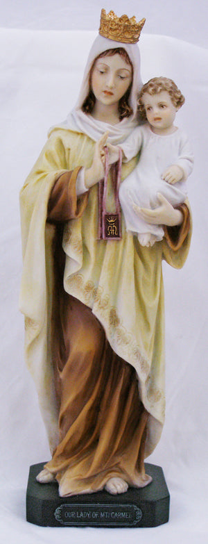 10" Our Lady of Mount Carmel Statue, Colored Resin, # 64139
