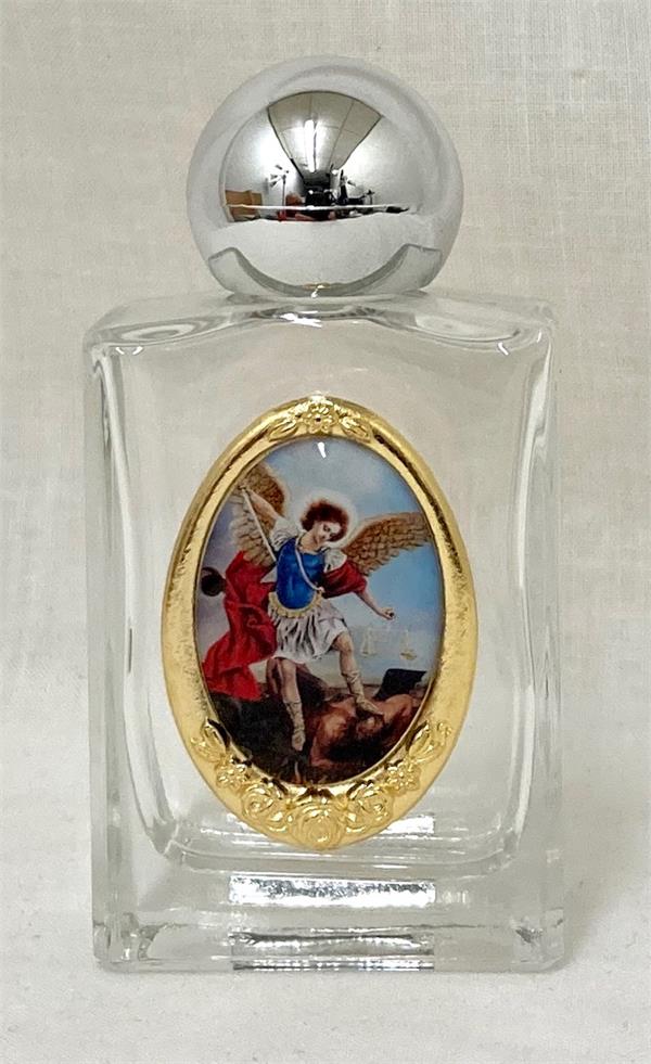St. Michael Glass Holy Water Bottle, 1 oz, 2.25", Made in Italy, 4-Count Value Pack, # 64162