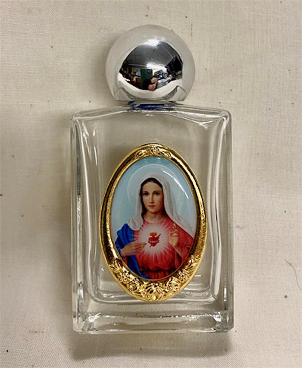 Immaculate Heart of Mary Glass Holy Water Bottle, 1 oz, 2.25", Made in Italy, 4-Count Value Pack, # 64165