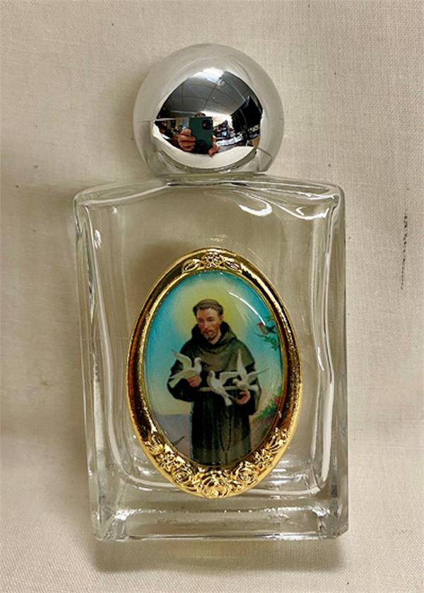 St. Francis Glass Holy Water Bottle, 1 oz, 2.25", Made in Italy, 4-Count Value Pack, # 64170