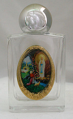 Lourdes Glass Holy Water Bottle, 1 oz, 2.25", Made in Italy, 4-Count Value Pack, # 64178