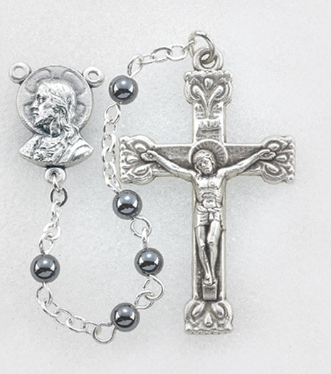 PREMIUM HANDCRAFTED HEMATITE FIRST COMMUNION ROSARY, # 6419