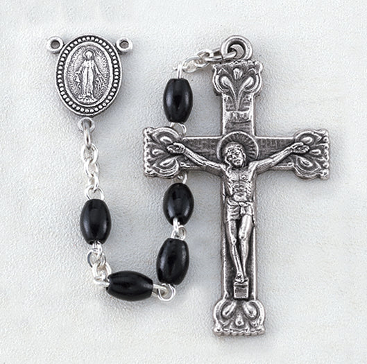 PREMIUM HANDCRAFTED BLACK COCOA BEAD FIRST COMMUNION ROSARY, # 6426